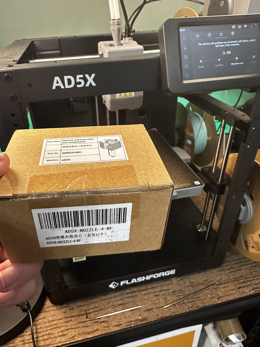 Tanner3D (@tanner_3d) on Twitter photo Just wanted to give a shout out to <a href="/ff3dprinters/">Flashforge®</a> they changed the nozzle and heat block design on the #AD5X and sent out replacements free of charge no forms to fill out or anything just showed up in my mailbox. Quick easy swap too Just wanted to give a shout out to <a href="/ff3dprinters/">Flashforge®</a> they changed the nozzle and heat block design on the #AD5X and sent out replacements free of charge no forms to fill out or anything just showed up in my mailbox. Quick easy swap too