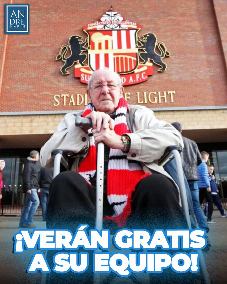 ¡Detalles que toca aplaudir! 👏🏼

El Sunderland anunció que cualquier aficionado mayor de 85 años que haya tenido un abono durante al menos 3 temporadas, no tendrá que pagar nada por ver al equipo en el Stadium of Light este año (si ya lo habían pagado, recibirán un reembolso