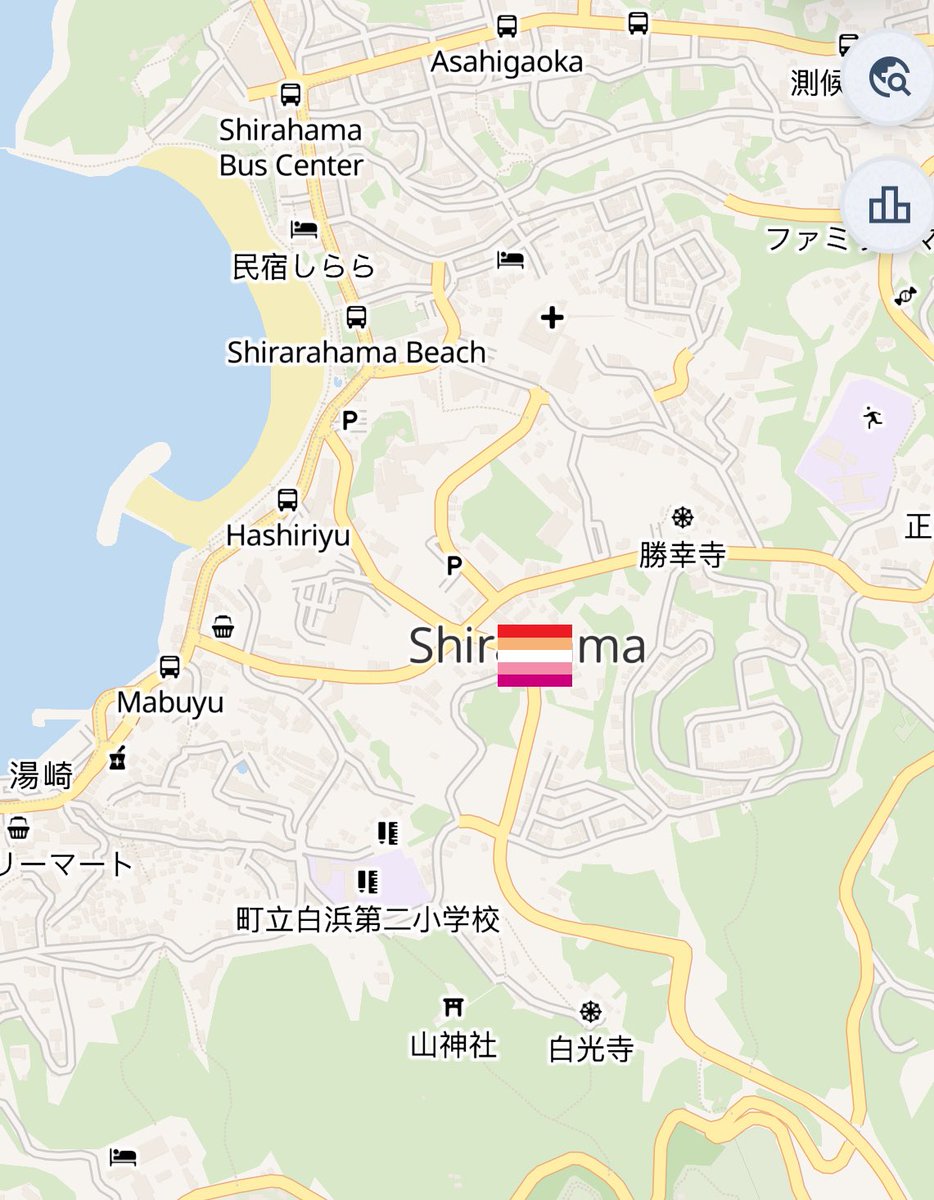 I was looking at shirahama japan on wplace to see if there’d be any wha stuff but there is just a single lesbian flag smack in the middle of it