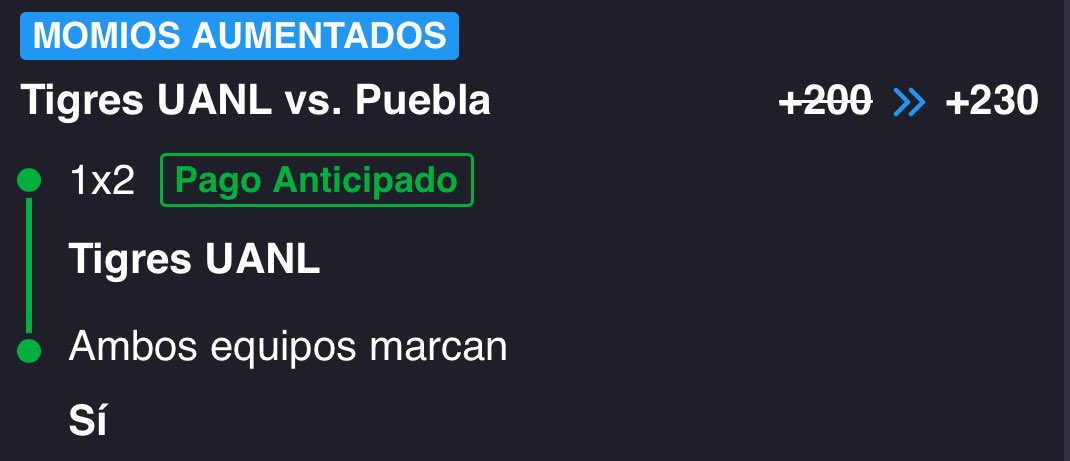 Tipster Mexicano (@tipstermexicano) on Twitter photo Regresa la poderosa Liga MX y la banda de <a href="/teammexicomx/">TeamMéxico.mx</a> soltó esta joyita.
Momios aumentados para el Tigres vs Puebla, regístrate y juega aquí: bit.ly/MexicanoTM Regresa la poderosa Liga MX y la banda de <a href="/teammexicomx/">TeamMéxico.mx</a> soltó esta joyita.
Momios aumentados para el Tigres vs Puebla, regístrate y juega aquí: bit.ly/MexicanoTM