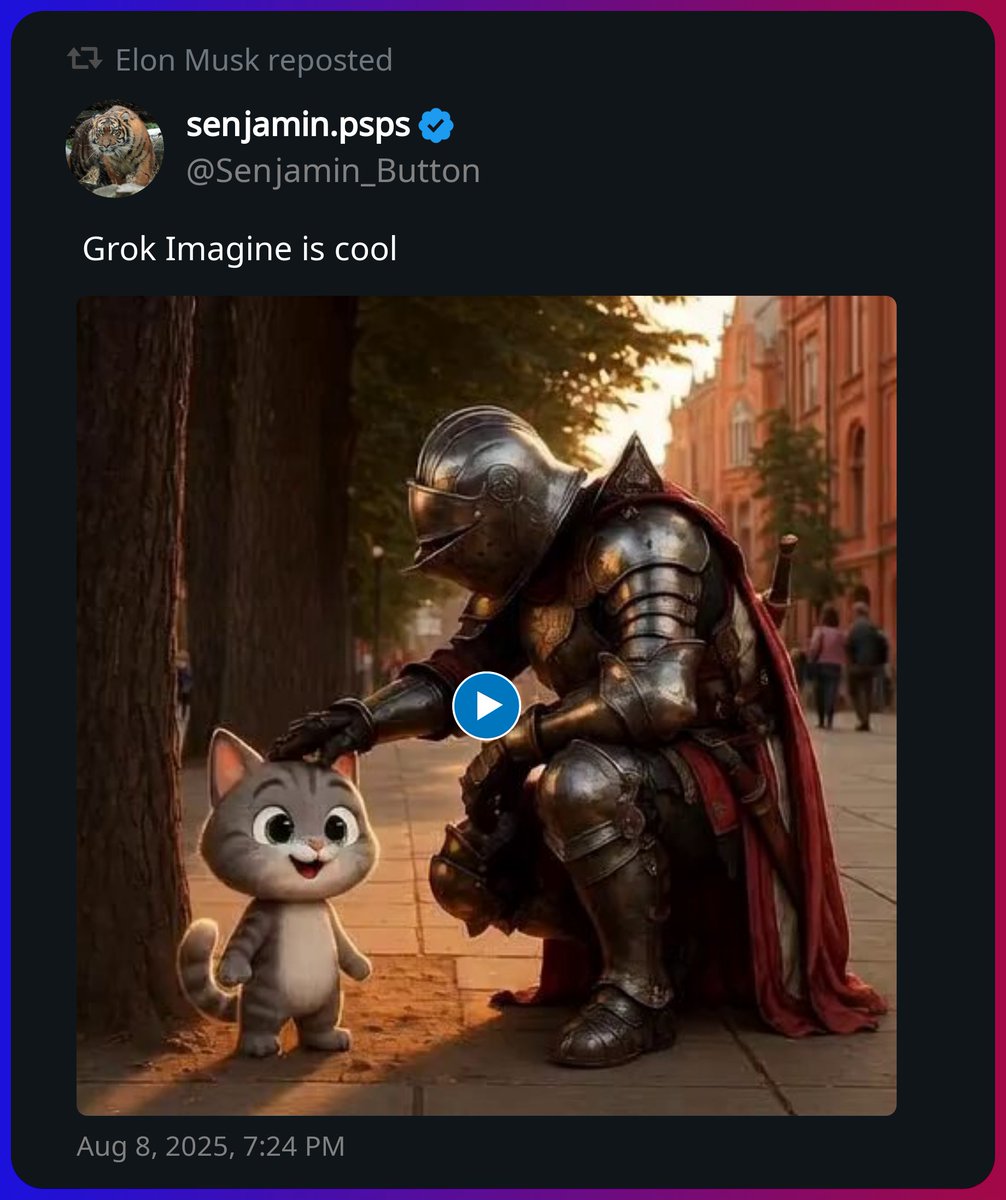 Elon Musk reposted a post from senjamin.psps x.com/elonmusk/statu…