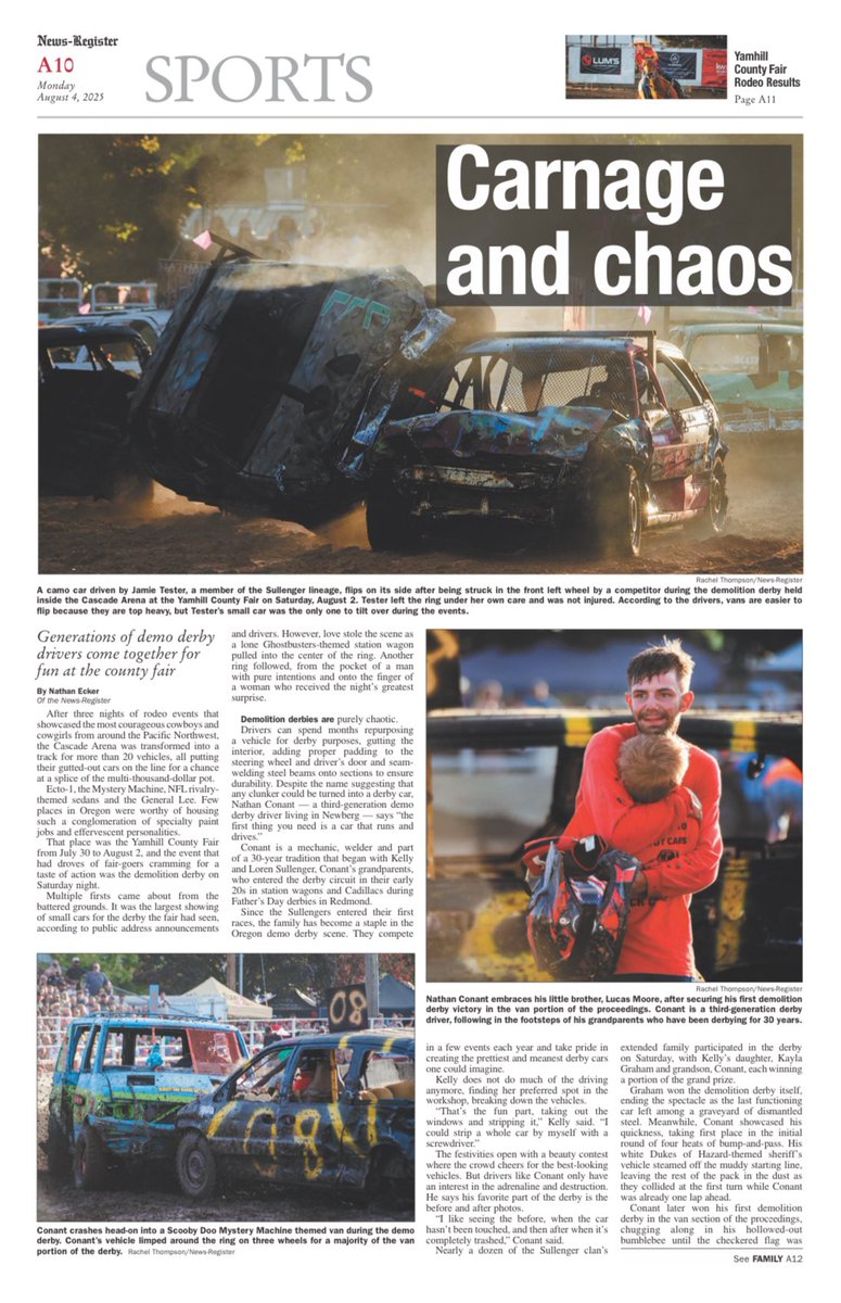 NewsRegSports's tweet image. The Yamhill County Rodeo &amp;amp; Fair took McMinnville by storm last weekend, and so did some locals in search of making their name known.
Find the full stories online: newsregister.com/cat-local-spor…
