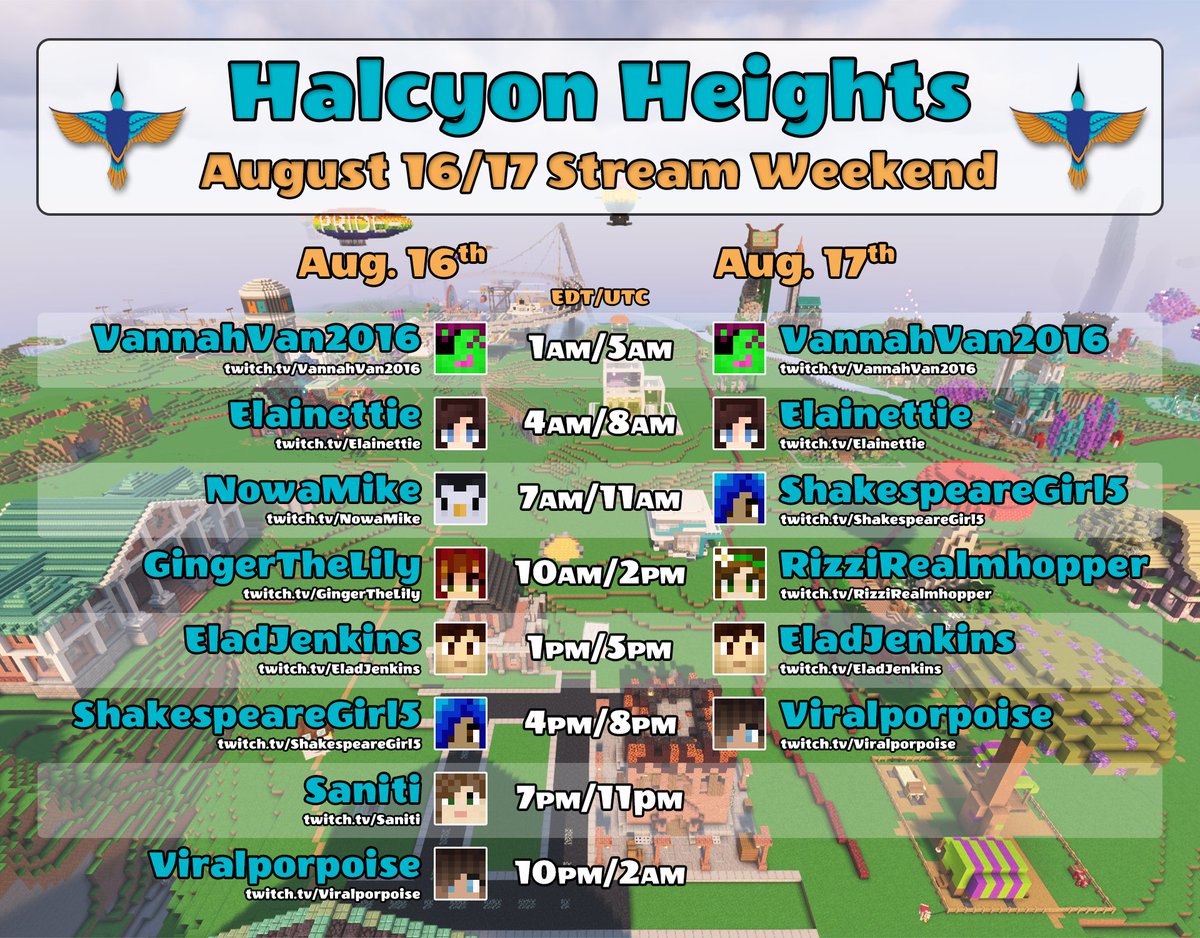 Hey everyone! Look at this, and looks whose name is on there for 3 hours of Halcyon Heights streaming!! I better be seeing you all on the 16th!!