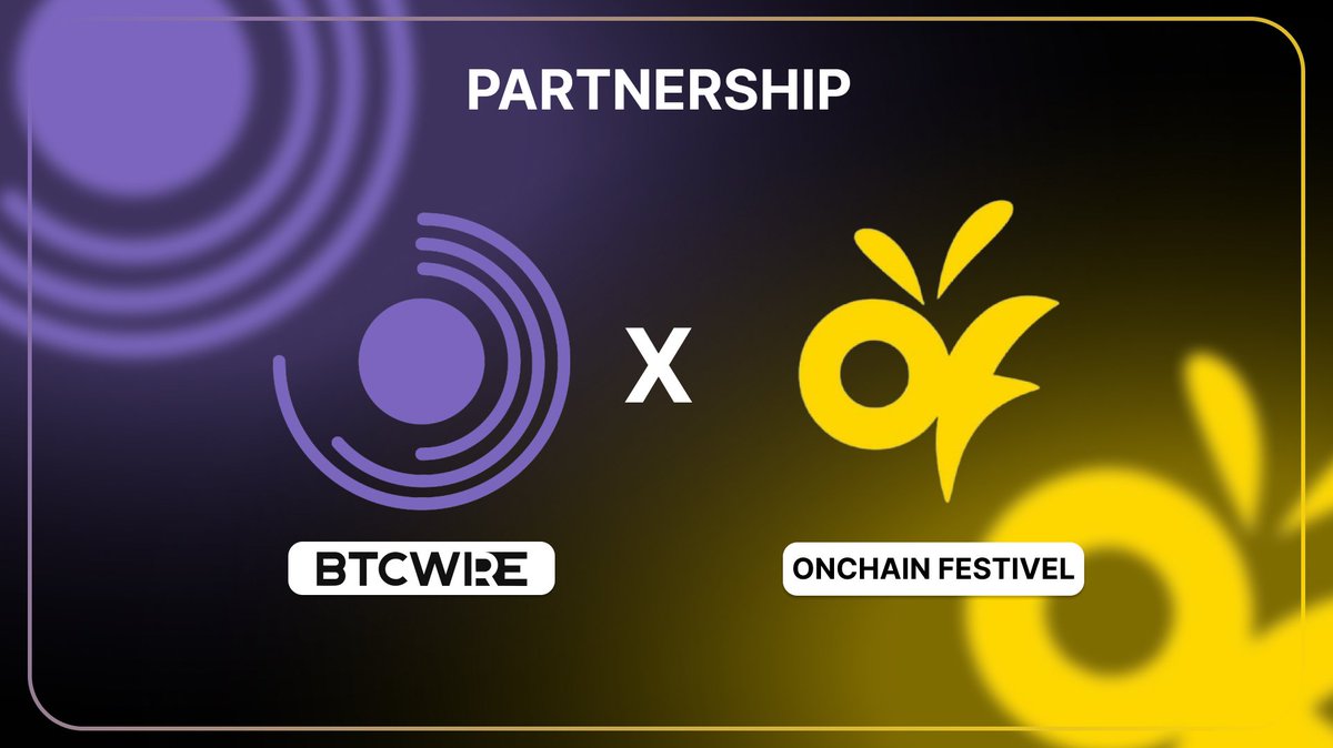 BTCWire (@btcwire) on Twitter photo BTCWire × <a href="/onchainfestival/">Onchain Festival #OF2025</a>
We're happy to partner as a Media Partner with Onchain Festival! To amplify the voices of innovation and the stories of the vibrant community that are shaping the future of Web3.
#OnchainFest2025 is coming, and we're here to make sure the world BTCWire × <a href="/onchainfestival/">Onchain Festival #OF2025</a>
We're happy to partner as a Media Partner with Onchain Festival! To amplify the voices of innovation and the stories of the vibrant community that are shaping the future of Web3.
#OnchainFest2025 is coming, and we're here to make sure the world