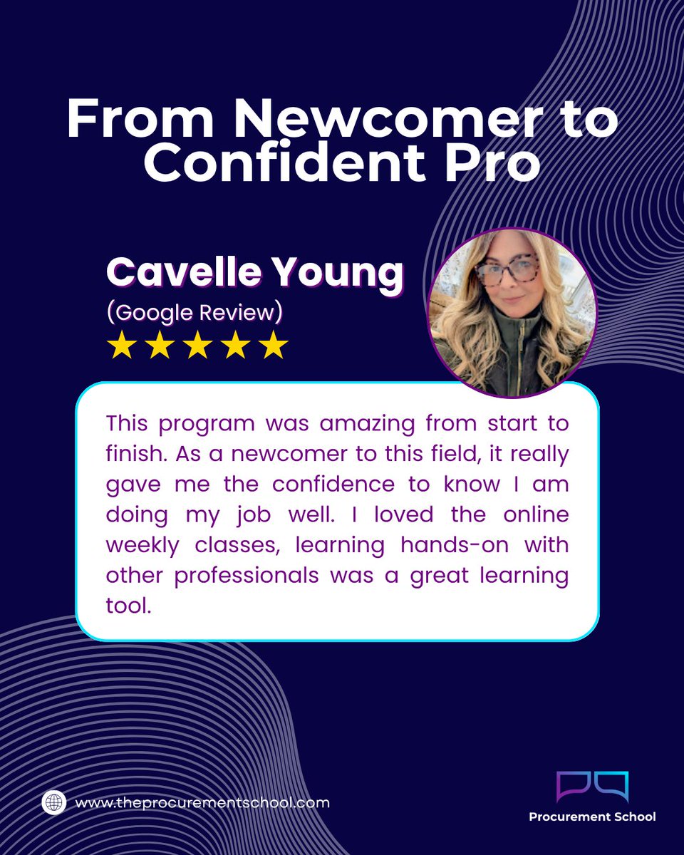 From newcomer to confident pro — that’s Cavelle Young’s journey in our Public Sector Procurement Program.
 ✅ Confidence in her role
 ✅ Real-world learning with peers
 ✅ Flexible weekly online classes