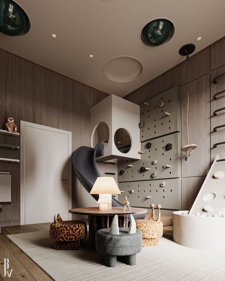 AlbericEmmanuel's tweet photo. Climbing wall, ball pit, and animal stools that double as sidekicks. This playroom’s got energy, charm, and a wild streak. #HomeStyle #KidsRoomGoals #PlayfulSpaces #InteriorInspo #CreativeLiving #CozyCorners #HomeDiaries #DesignForPlay https://t.co/TqDW98Ci5X