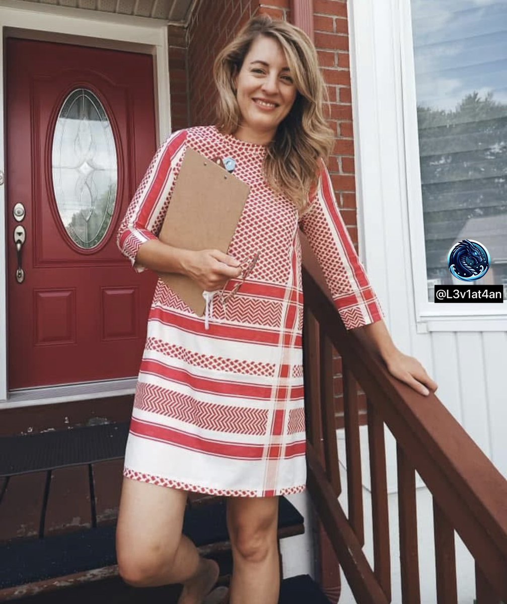 Leviathan (@l3v1at4an) on Twitter photo In August of 2021 <a href="/melaniejoly/">Mélanie Joly</a> wore a keffiyeh style dress in an attempt to pander to voters in her riding.
4 years later in August 2025, the same voter base is now harassing her at her private residence while Jews are being beaten down in front of their kids in the same city. In August of 2021 <a href="/melaniejoly/">Mélanie Joly</a> wore a keffiyeh style dress in an attempt to pander to voters in her riding.
4 years later in August 2025, the same voter base is now harassing her at her private residence while Jews are being beaten down in front of their kids in the same city.