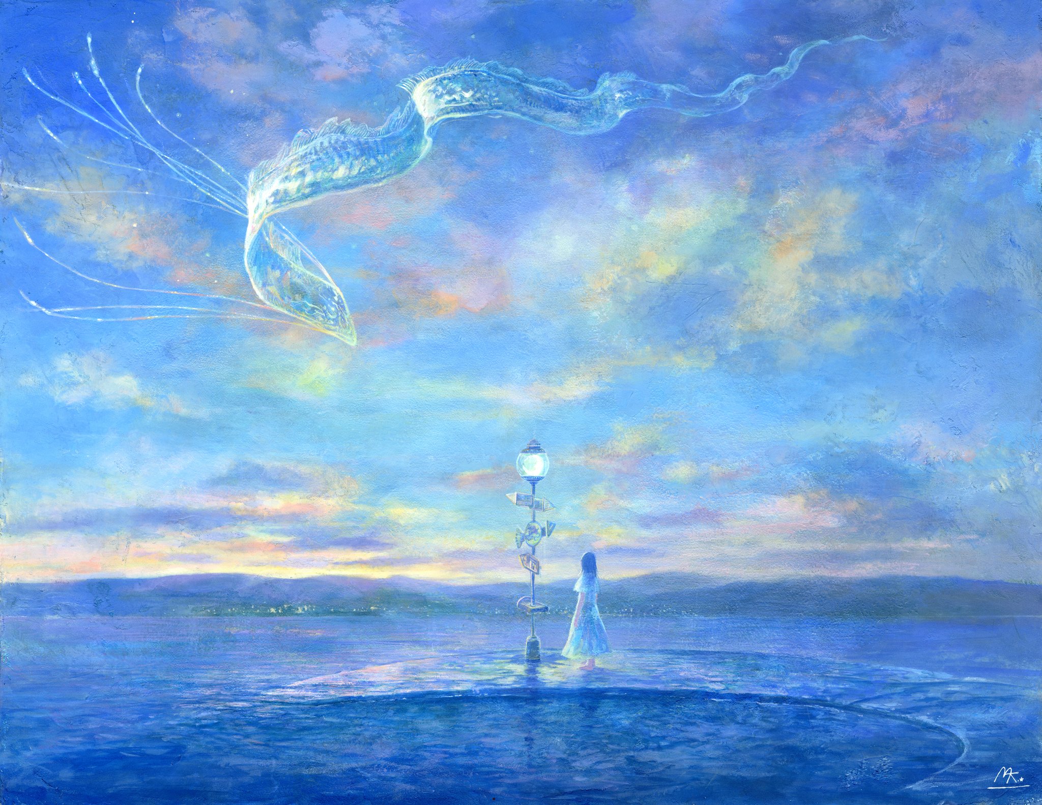 開運絵画 本日新月月祈りヒーリング風水最強鏡絵画