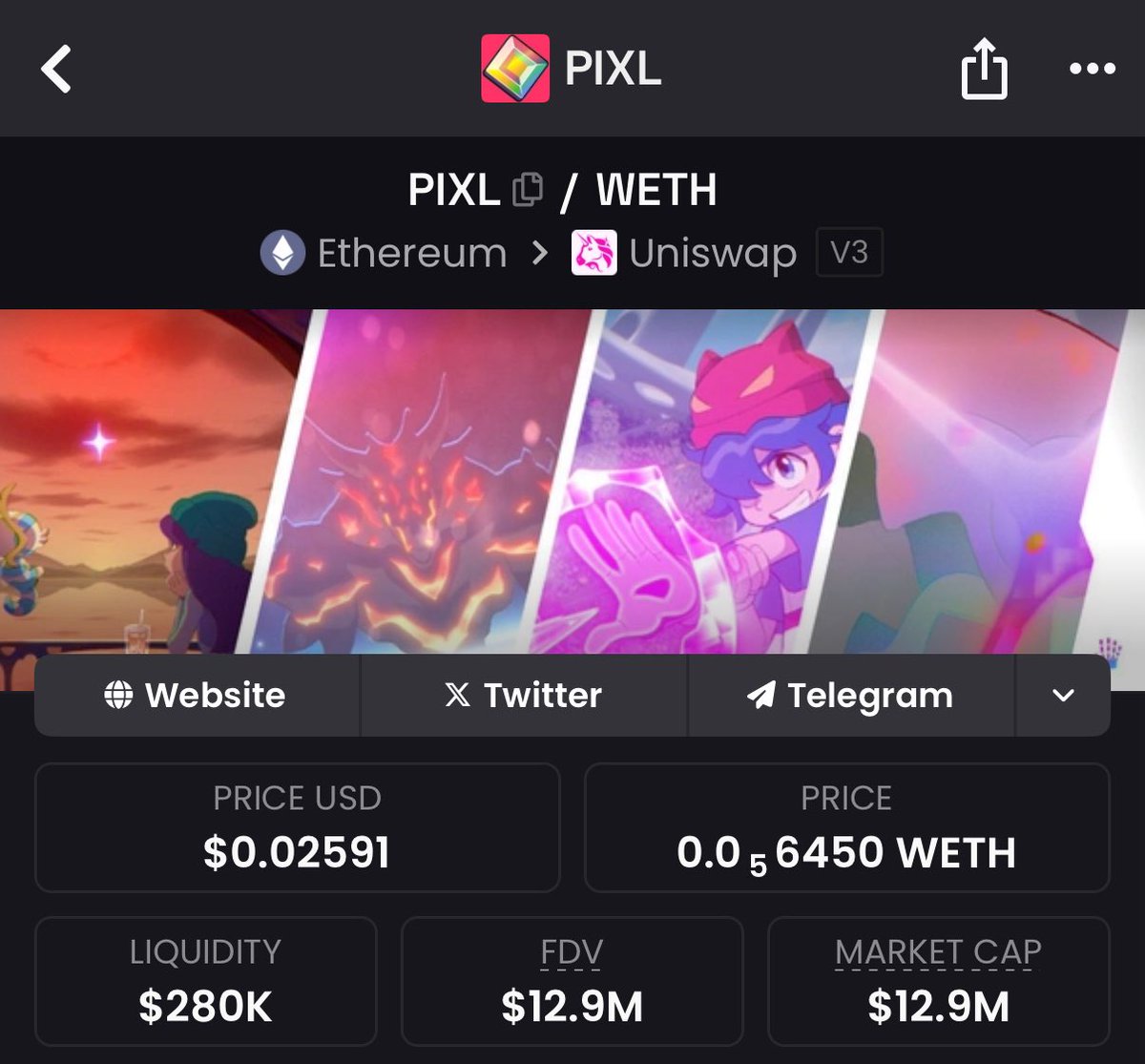 Pudgy Penguins have $PENGU (2.36B market cap)

BAYC have $APE (550M market cap)

rektguy have $REKT (547M market cap)

Azuki have $ANIME (100M market cap)

and guess what?

Sappy Seals have $PIXL sitting at 13M market cap (with 2 upcoming games)

do what you want with this info🙃