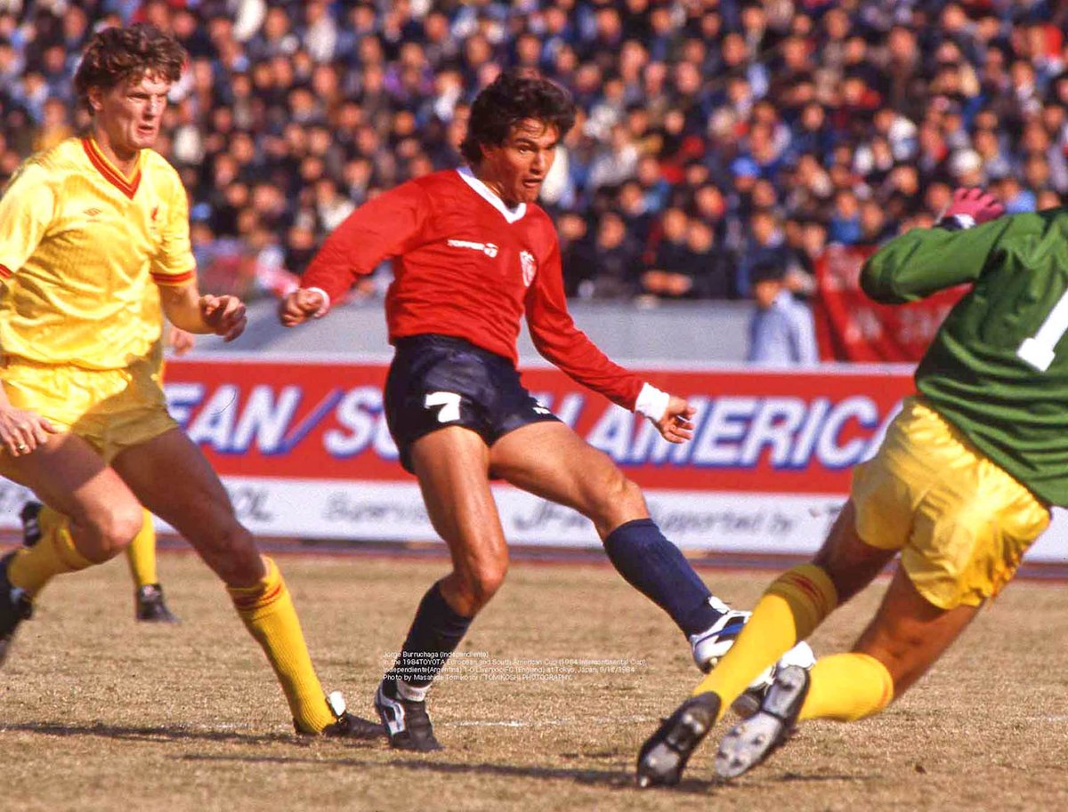 Jorge Burruchaga (Independiente)  
in the 1984TOYOTA European and South American Cup (1984 Intercontinental Cup), 
Independiente(Argentina) 1-0 LiverpoolFC (England) at Tokyo, Japan, 9 Dec 1984
Photo by Masahide Tomikoshi / TOMIKOSHI PHOTOGRAPHY