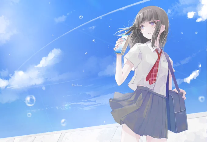 全体像完成 夏は暑くてしんどいけど春と同じくらい好きな季節 春とはまた全く別の魅力で明るく元気なものがいろいろ詰まってる感じがする #創作