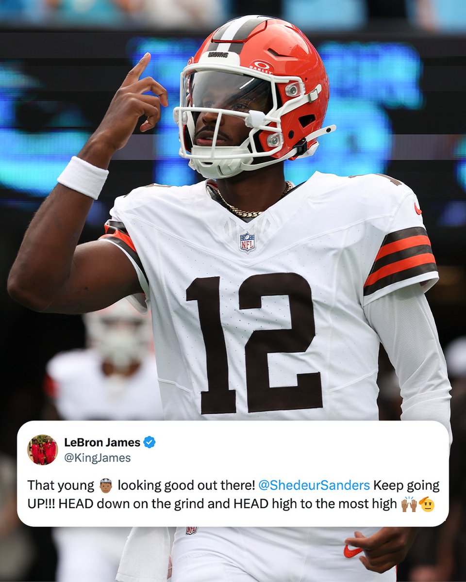 Shedeur Sanders in his first NFL half:

🔸 11/19 Comp/Att
🔸 103 Pass Yds
🔸 2 TD
🔸 1 shoutout from King James