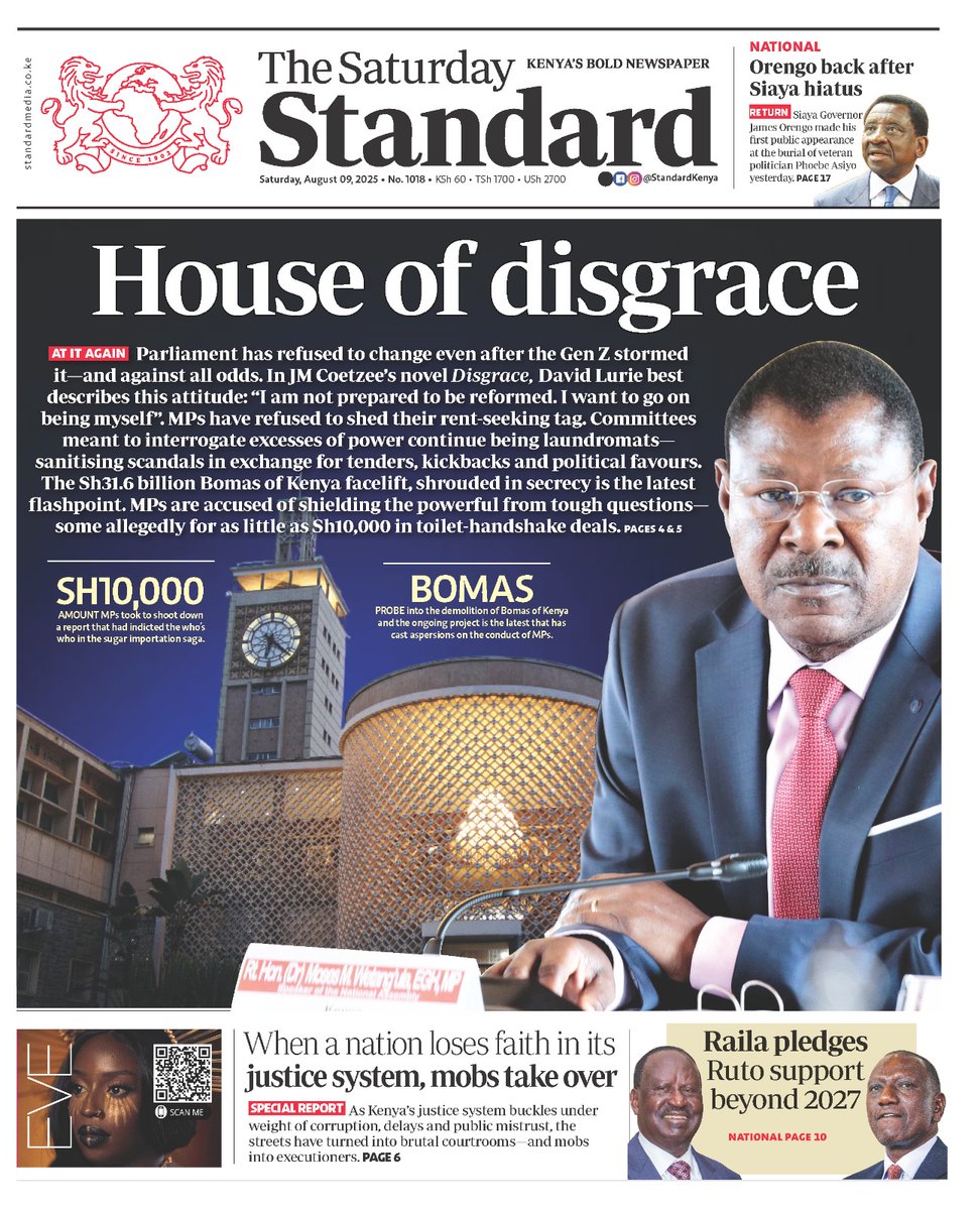 evansokaalo's tweet image. IT'S SATURDAY 09/08/25, FOLLOW @evansokaalo FOR DAILY NEWSPAPER 🗞️ HEADLINES IN KE.
Gema MKU Angola bni Mwihoko Chanuka Kisii Kudos Guinea Environment Uhuru Gachagua Nairobi Ruto Raila ODM UDA
Useless Njeri Kasongo #DevolutionAt13
#MasculinitySaturday Sabbath Delivering Army