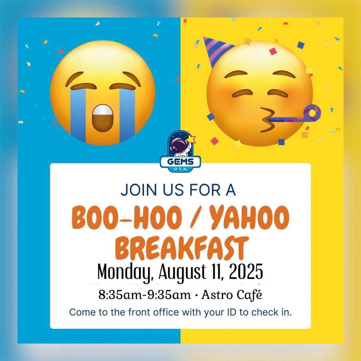 Kindergarten parents &amp; New GEMS families … 1st day of school is just about here. Some of you may be crying, teary-eyed &amp; blue 🥺 Some of you may be cheering, “I'm glad summer's through!" 🎉 Come stop by &amp; stay awhile, We'll be here to greet you with a Coffee and a Smilel ☕️😁