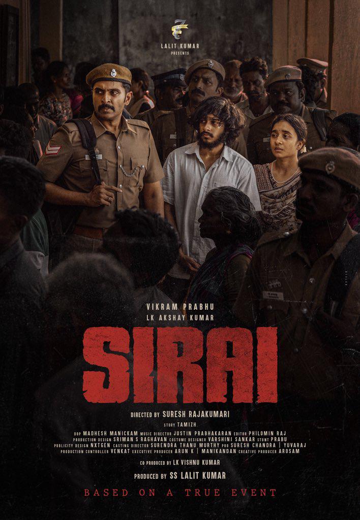 Here's the First Look poster #Sirai 💥

Sets up an intense and hard hitting film featuring <a href="/iamVikramPrabhu/">Vikram Prabhu</a> and debutant <a href="/lk_akshaykumar/">LK Akshay Kumar</a> #AnishmaAnilkumar <a href="/t_ananda98/">Ananda Thambirajah</a>

<a href="/7screenstudio/">Seven Screen Studio</a> #LKVishnuKumar #SSLalitKumar <a href="/Jagadishbliss/">Jagadish</a> #Suresh <a href="/madheshmanickam/">madheshmanickam</a> <a href="/justin_tunes/">Justin Prabhakaran</a> <a href="/philoedit/">Philomin Raj</a>