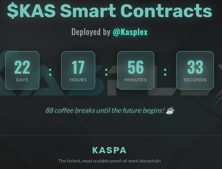 Crypt0Proselyte's tweet image. 22 days till $KAS smart contracts , in the meantime wild #Kaspa accumulation is happening !