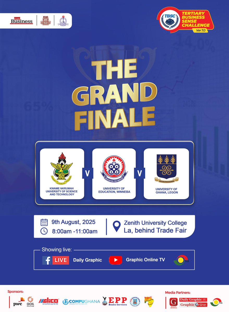 i_amAgana_Isaac's tweet photo. 🏆 TODAY IS THE DAY! 🏆
The Tertiary Business Sense Challenge GRAND FINAL is here, and KNUST is ready to bring the trophy home💛🖤
This time, the trophy comes home KNUST School of Business for the win! 🏆🔥
#TrophyComingHome #BusinessSenseChallenge #KNUST #GreatMinds https://t.co/kCqq1hVBqk