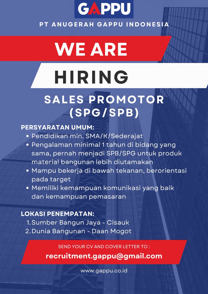 [LOWONGAN PEKERJAAN]
Detail lebih lanjut ada di pict, yaa! 
<a href="/hrdbacot/">HRD BACOT</a> #hrdbacot #lokercot #InfoLoker