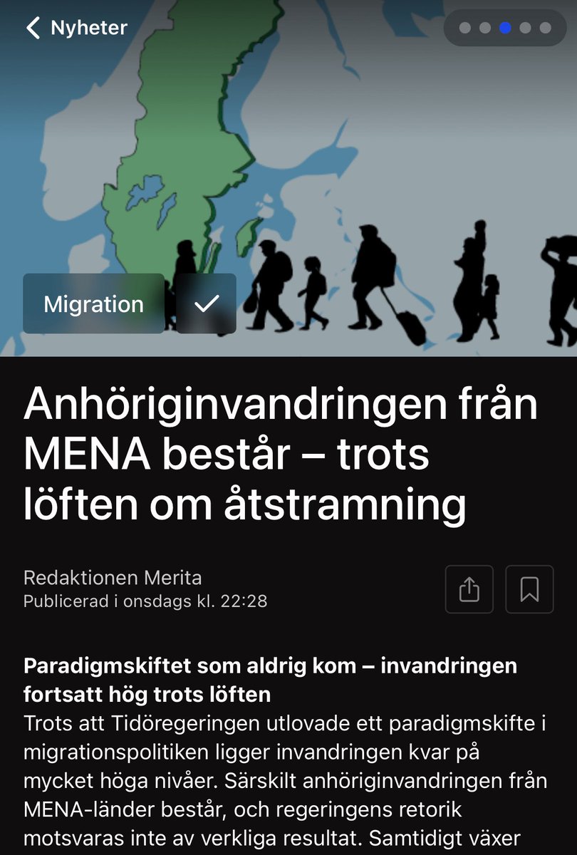 90 000 NYA UPPEHÅLLSTILLSTÅND.
- Hela artikeln ses i appen Merita (merita.se) 

Tidöregeringen hävdar att vi nått ett paradigmskifte i invandringspolitiken. De försöker också skrämmas med att denna förträffliga insats kommer förstöras om de byts ut mot S-ledd