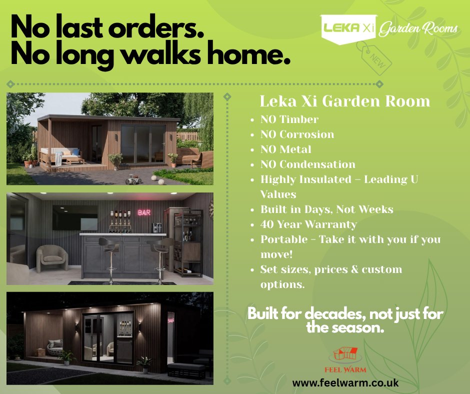 We are absolutely ecstatic to be able to offer Leka's brand new Garden Rooms....these are serious business and look incredible!
Get in touch for more information
