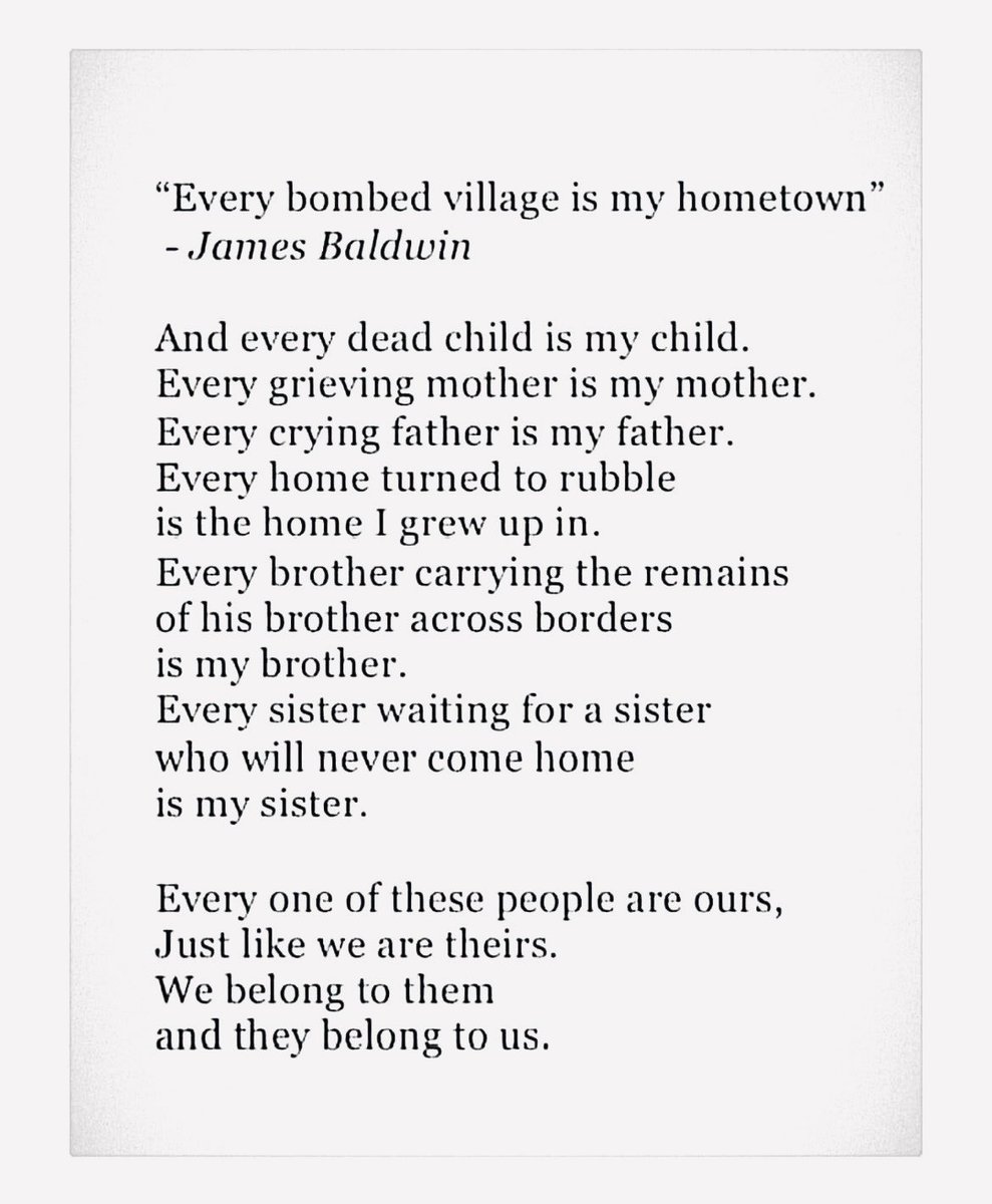Every bombed village is my hometown
And every dead child is my child.

#styrkepoesi #lyrikklørdag #Gaza💔❤️#freepalestine🇵🇸🕊️ #StopTheAtrocities