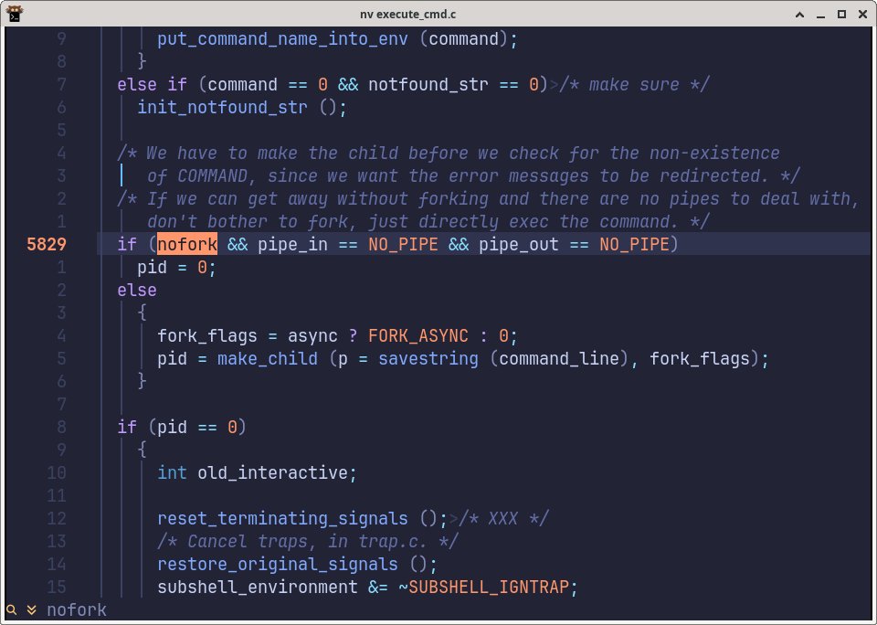 In the bash source code, there is a “nofork” condition, which causes bash not to fork a child before executing a program. But why would bash want to execute a program without forking first? This is used by the bash exec built-in, which skips forking and calls execve() directly