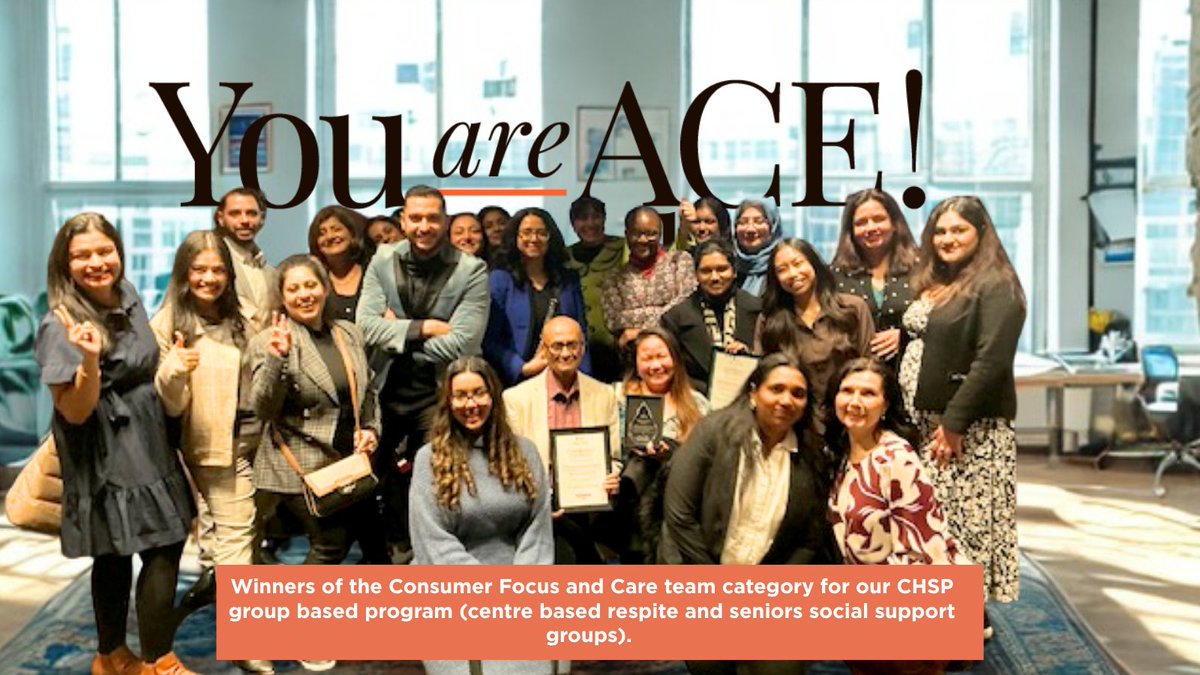 We’re ACE Award winners!
Huge congrats to our Aged Care team for taking out the Consumer Focus and Care Team category for our CHSP group-based programs! 💙

Your care and commitment make a real difference in the lives of older Australians every day.

#ACEAwards #AgedCareEmployee