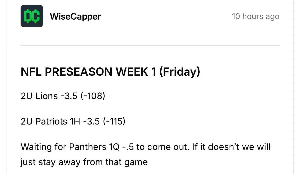BOOOOOOM🔥✅

2U Lions -3.5 (-108)✅

That’s more like it

2-0 day for VIP and 3-0 with Panthers 1Q

That’s what we do. Huge slate tomorrow. Time to do it again

#GamblingTwitter