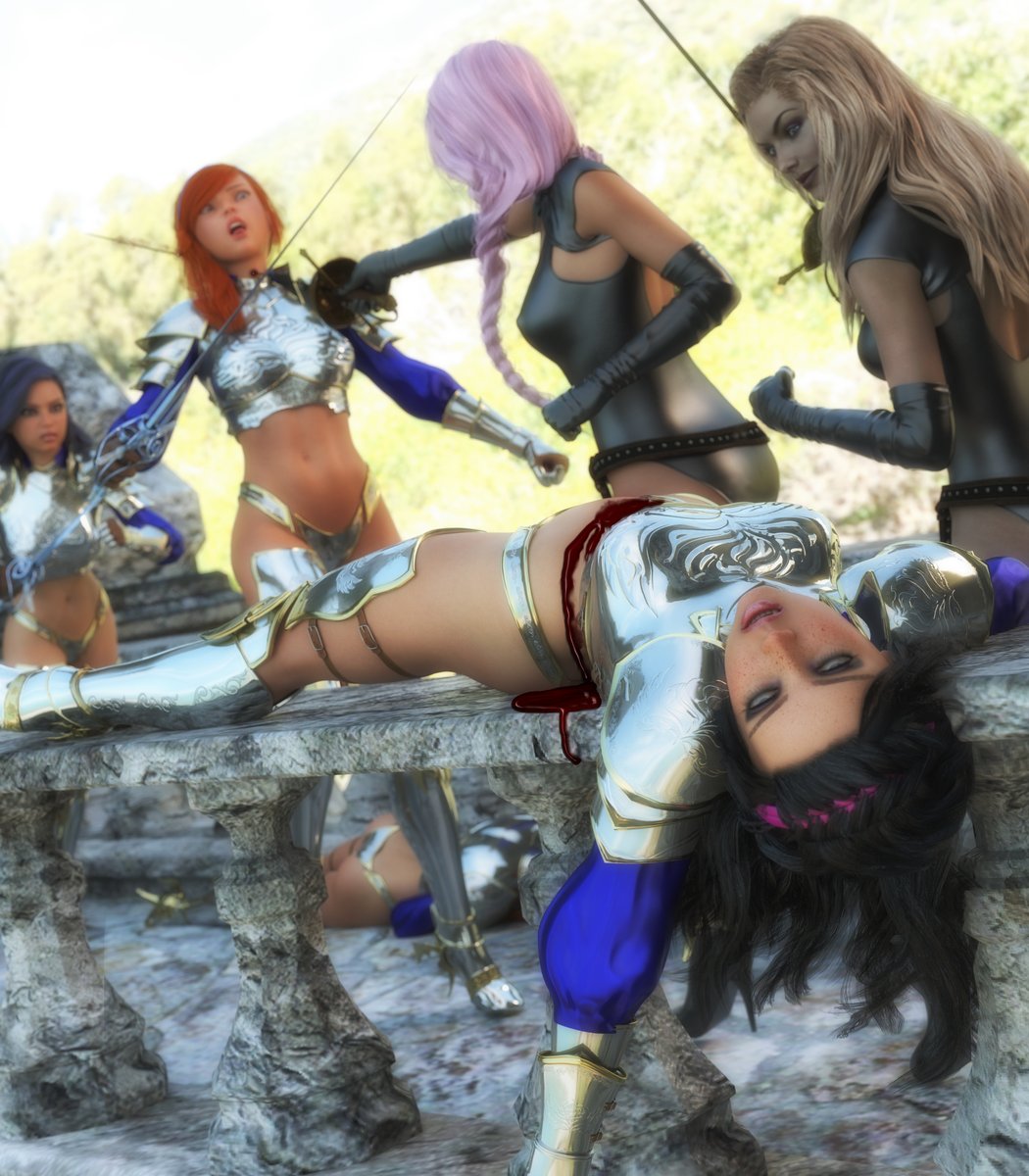 JollyPops's tweet photo. Victoria is a busy kind of bitch.

So don't be too offended if she slays you, but gets distracted by some other girl. u.u

#bellystab #ryona #zako #knight #girl #3D #daz3d https://t.co/Btt0cMfoFa
