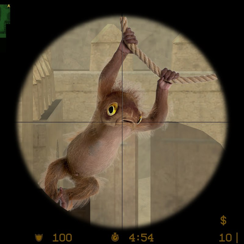 Swinging so fast that even snipers can't hit this swinging monkeyfish.
