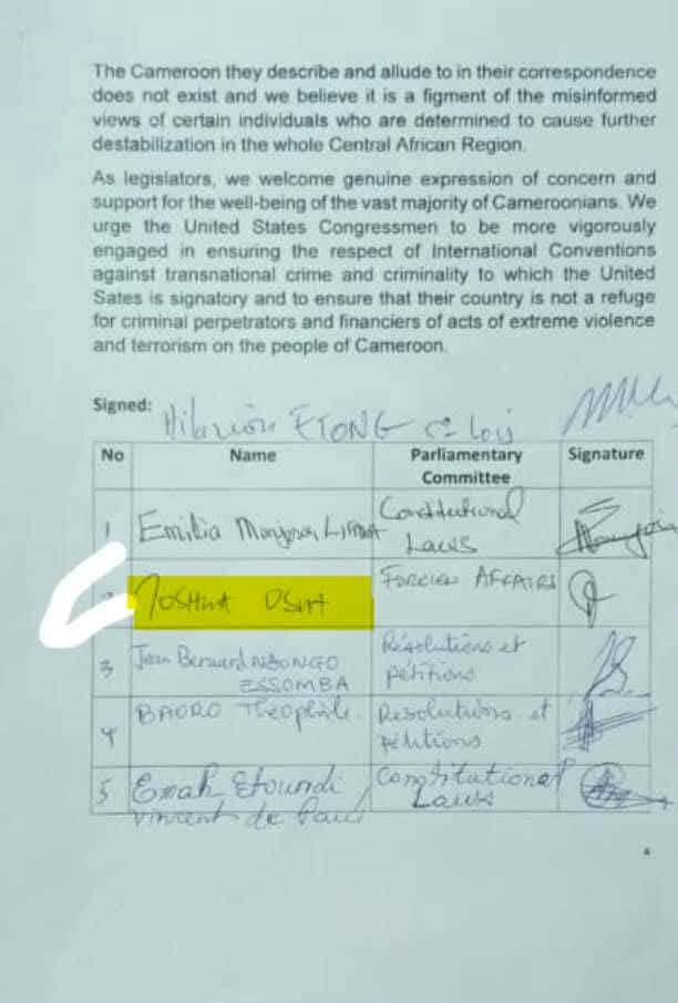 patfomba's tweet photo. This guy seeks to lead Cameroon 🇨🇲. The lone SDF parliamentarian who collaborated with the CPDM parliamentarians to compose &amp; sign a letter to the US gov't, urging the apprehension, prosecution, or deportation of all individuals sympathetic to the Anglophone issue in Cameroon 🇨🇲. https://t.co/x9bFFsoPVg
