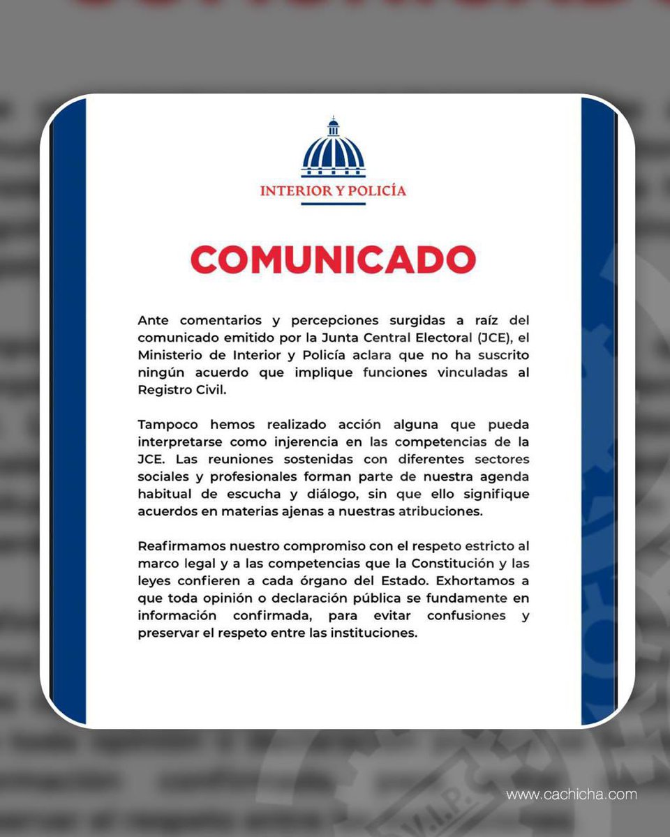 MichaelMatosM's tweet photo. 1/13
Hoy me voy a desahogar. Porque el comunicado de Interior y Policía sobre el Registro Civil deja claro algo: hay gente fabricando humo donde no hay fuego. #RegistroCivil https://t.co/nWpvcoseaL