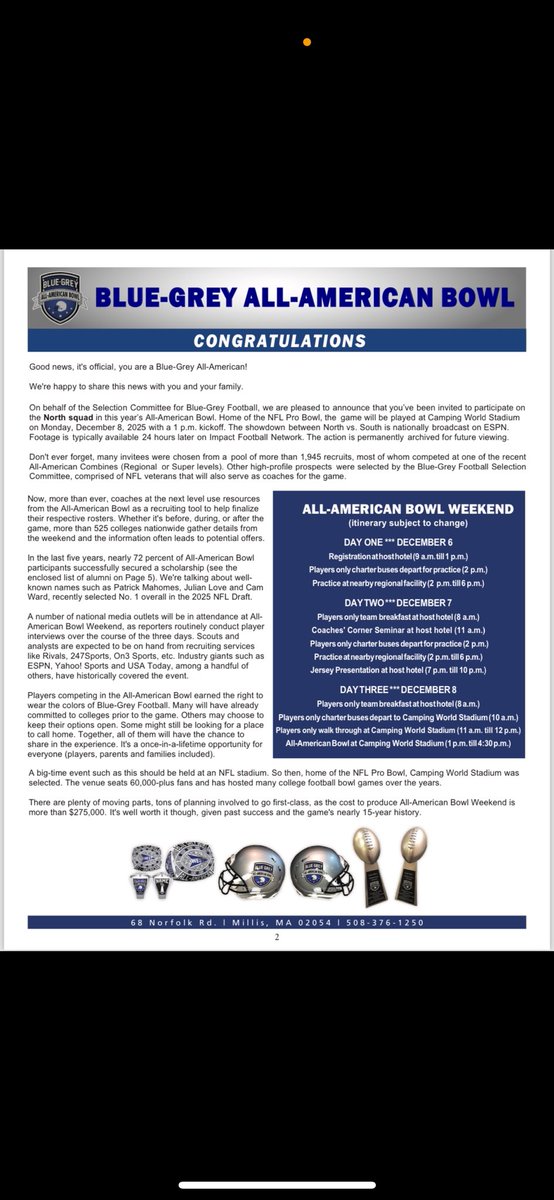 Javari Funches ATH CO26🌟 (@javarifunches) on Twitter photo Blessed to be selected to play in the <a href="/BlueGreyFB/">Blue-Grey All-American Bowl</a> all American bowl ,appreciate the opportunity let's work🎫"NORTH SQUAD " let's roll
<a href="/AllenTrieu/">Allen Trieu</a> <a href="/EverettVikingFB/">Lansing Everett Football</a> <a href="/PrepRedzoneMI/">Prep Redzone Michigan</a> <a href="/MichFBFrenzy/">Michigan Prep Frenzy</a> <a href="/TheD_Zone/">The D Zone</a> <a href="/Sportsinthed_/">Sports in the D ™</a> <a href="/statechampsmich/">STATE CHAMPS! Michigan</a> Blessed to be selected to play in the <a href="/BlueGreyFB/">Blue-Grey All-American Bowl</a> all American bowl ,appreciate the opportunity let's work🎫"NORTH SQUAD " let's roll
<a href="/AllenTrieu/">Allen Trieu</a> <a href="/EverettVikingFB/">Lansing Everett Football</a> <a href="/PrepRedzoneMI/">Prep Redzone Michigan</a> <a href="/MichFBFrenzy/">Michigan Prep Frenzy</a> <a href="/TheD_Zone/">The D Zone</a> <a href="/Sportsinthed_/">Sports in the D ™</a> <a href="/statechampsmich/">STATE CHAMPS! Michigan</a>