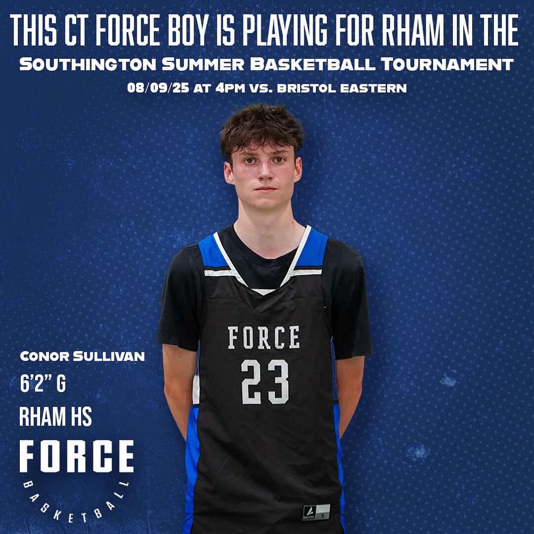 Conor Sullivan playing for RHAM High School in the Southington Summer Basketball Tournament at Southington High School (CT) August 8th and 9th.