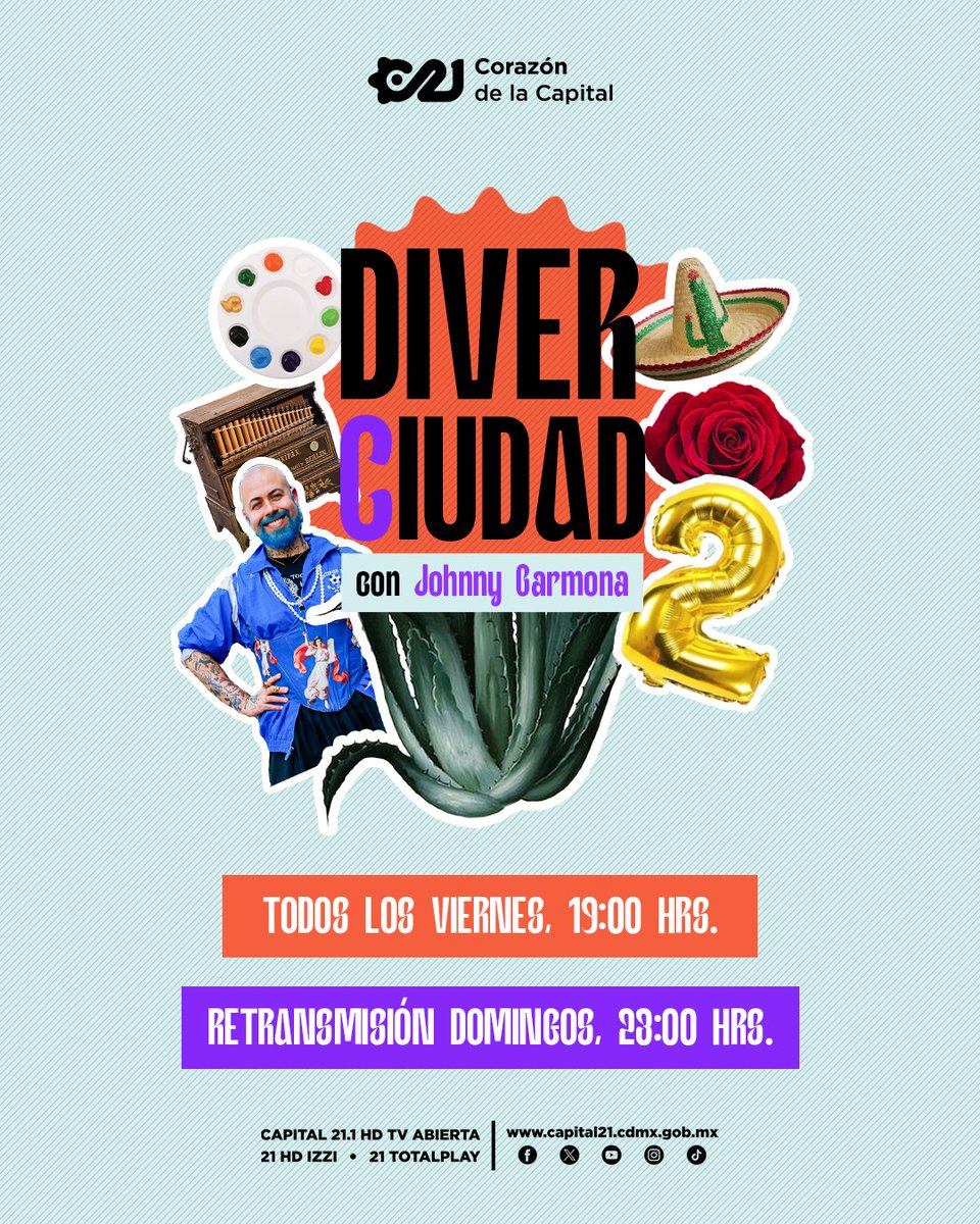 Capital 21 (@capital21_tv) on Twitter photo 🎭 Hoy en la retransmisión de #DiverCiudad, <a href="/johnnycarmona/">Johnny Carmona 🧜🏼♂️</a> junto a <a href="/FcoRosadoHdez/">Franchesca Rosado Hdez</a>, <a href="/Hugo_Isaac_/">Hugo Isaac Serrano</a>, <a href="/cesarbaqueiro/">César Baqueiro</a>, <a href="/ginagranb/">Gina Granados</a> y Rocío Martínez Velázquez conversan sin tabús sobre la salud hormonal, teatro queer y resistencia viva. 📚💉
💥¡No te lo pierdas! 🕖 Revive este episodio 🎭 Hoy en la retransmisión de #DiverCiudad, <a href="/johnnycarmona/">Johnny Carmona 🧜🏼♂️</a> junto a <a href="/FcoRosadoHdez/">Franchesca Rosado Hdez</a>, <a href="/Hugo_Isaac_/">Hugo Isaac Serrano</a>, <a href="/cesarbaqueiro/">César Baqueiro</a>, <a href="/ginagranb/">Gina Granados</a> y Rocío Martínez Velázquez conversan sin tabús sobre la salud hormonal, teatro queer y resistencia viva. 📚💉
💥¡No te lo pierdas! 🕖 Revive este episodio