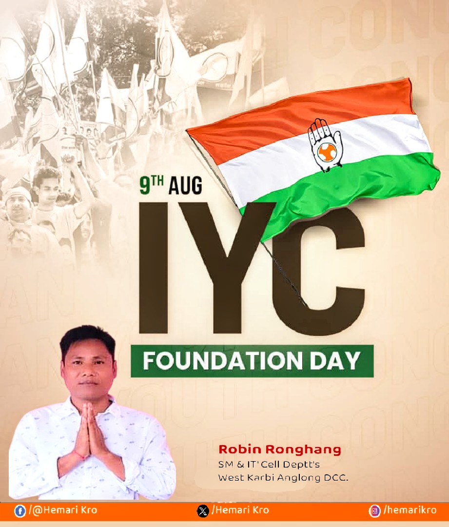 RobinRonghang1's tweet photo. Warmest wishes to all the members of the Indian Youth Congress on IYC's Foundation Day. https://t.co/YL3xpcXwOB