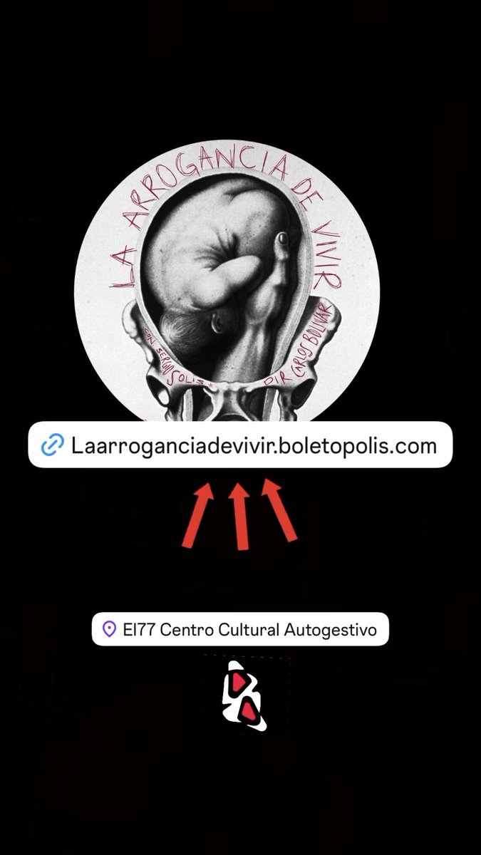 María José (@tazadeazucar) on Twitter photo Mañana es el estreno de
“La arrogancia de vivir”.
Cáiganle, aún hay lugares.
<a href="/el77cultural/">el77cultural</a>
<a href="/arteycultura/">Cartelera Cultural</a>
<a href="/mejorteatro/">Mejor Teatro</a> Mañana es el estreno de
“La arrogancia de vivir”.
Cáiganle, aún hay lugares.
<a href="/el77cultural/">el77cultural</a>
<a href="/arteycultura/">Cartelera Cultural</a>
<a href="/mejorteatro/">Mejor Teatro</a>
