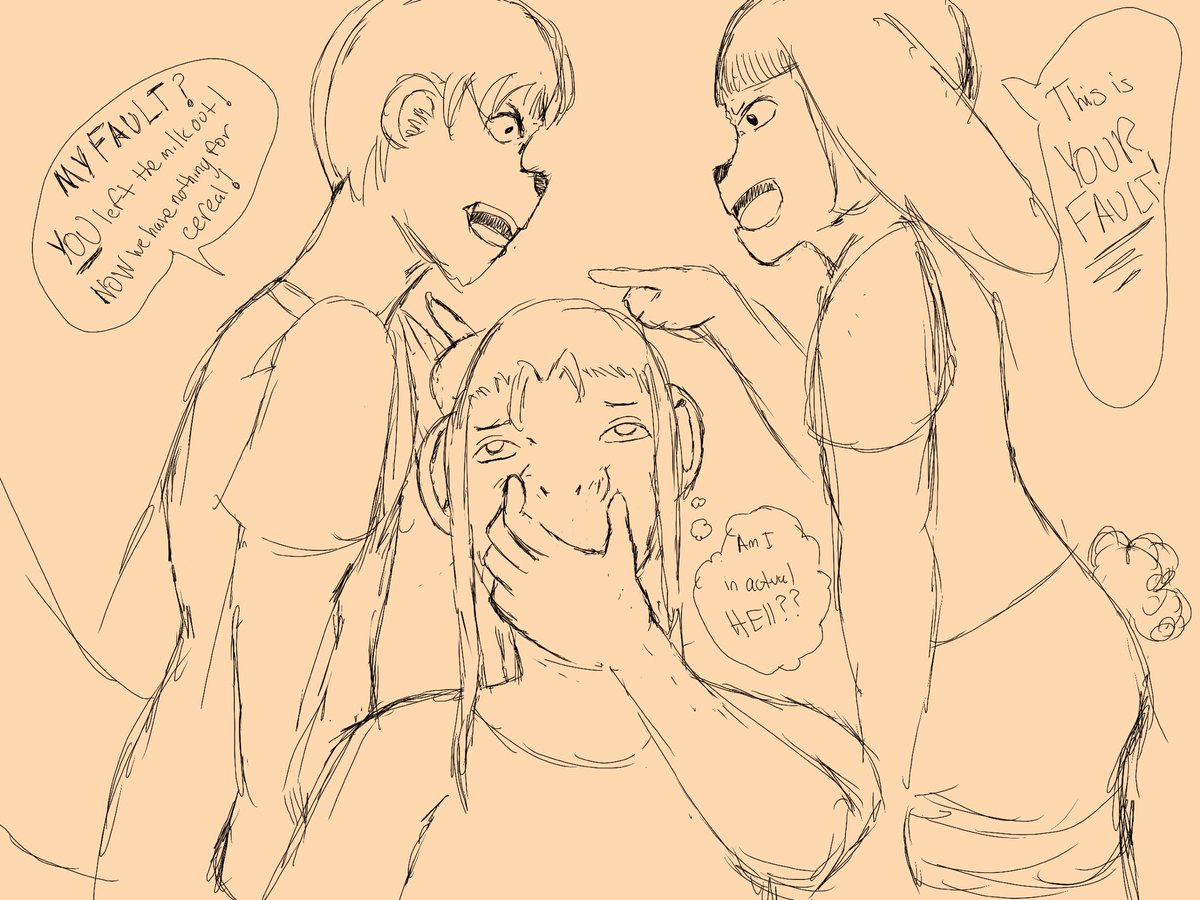 A fun doodle of Zuron having to listen to Azkanna and Hundre argue constantly, they are not the healthiest couple 🙈