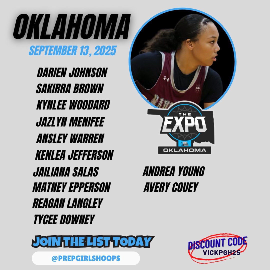 Coachjvick (new) (@coachjvick1) on Twitter photo Coach who is coming to <a href="/PGHOklahoma/">Prep Girls Hoops Oklahoma</a> The Expo September 13th? Check out some of the players who have already signed up to showcase their talents. <a href="/PGHOklahoma/">Prep Girls Hoops Oklahoma</a>
Coaches check out the list as it grows everyday.
Still time to join the List to be seen events.prepgirlshoops.com/e/1659/registe… Coach who is coming to <a href="/PGHOklahoma/">Prep Girls Hoops Oklahoma</a> The Expo September 13th? Check out some of the players who have already signed up to showcase their talents. <a href="/PGHOklahoma/">Prep Girls Hoops Oklahoma</a>
Coaches check out the list as it grows everyday.
Still time to join the List to be seen events.prepgirlshoops.com/e/1659/registe…