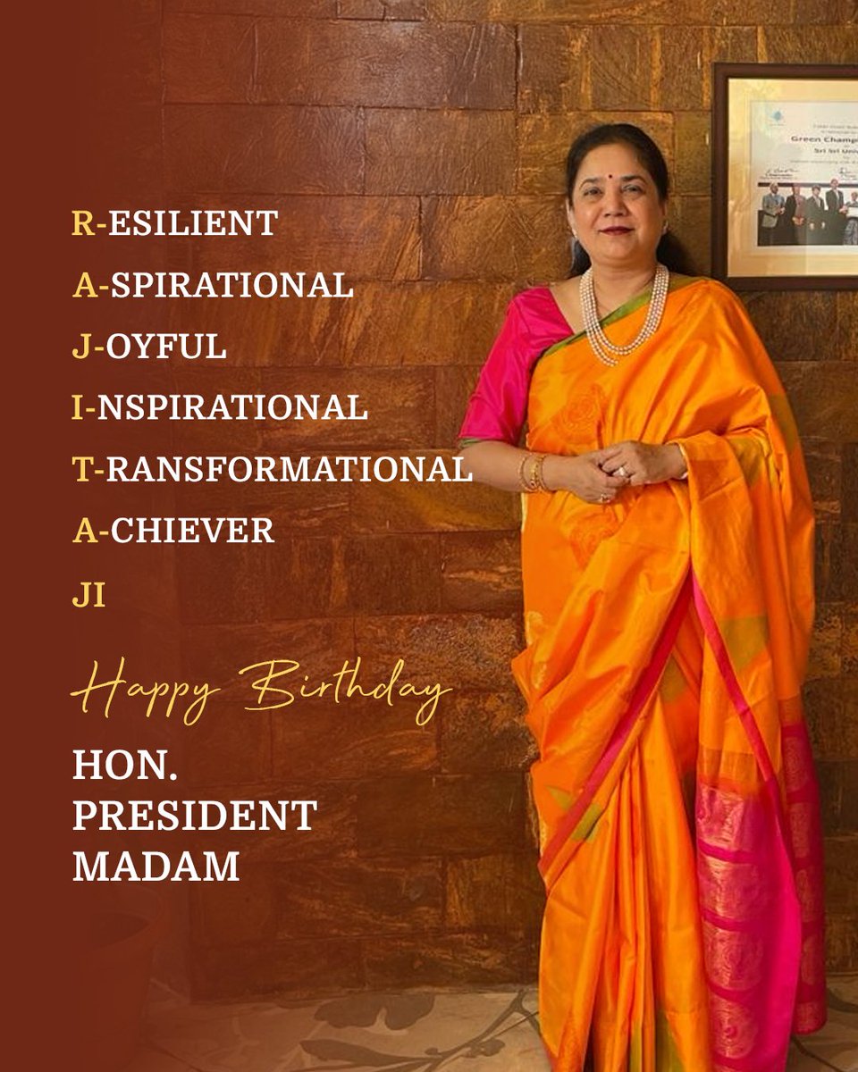 Sri Sri University (@srisriu) on Twitter photo Wishing our Hon. President of Sri Sri University Prof. <a href="/RajitaBagga/">Rajita Bagga</a> many many happy returns of the day.
#President #Madam #SriSriUniversity #Birthday Wishing our Hon. President of Sri Sri University Prof. <a href="/RajitaBagga/">Rajita Bagga</a> many many happy returns of the day.
#President #Madam #SriSriUniversity #Birthday