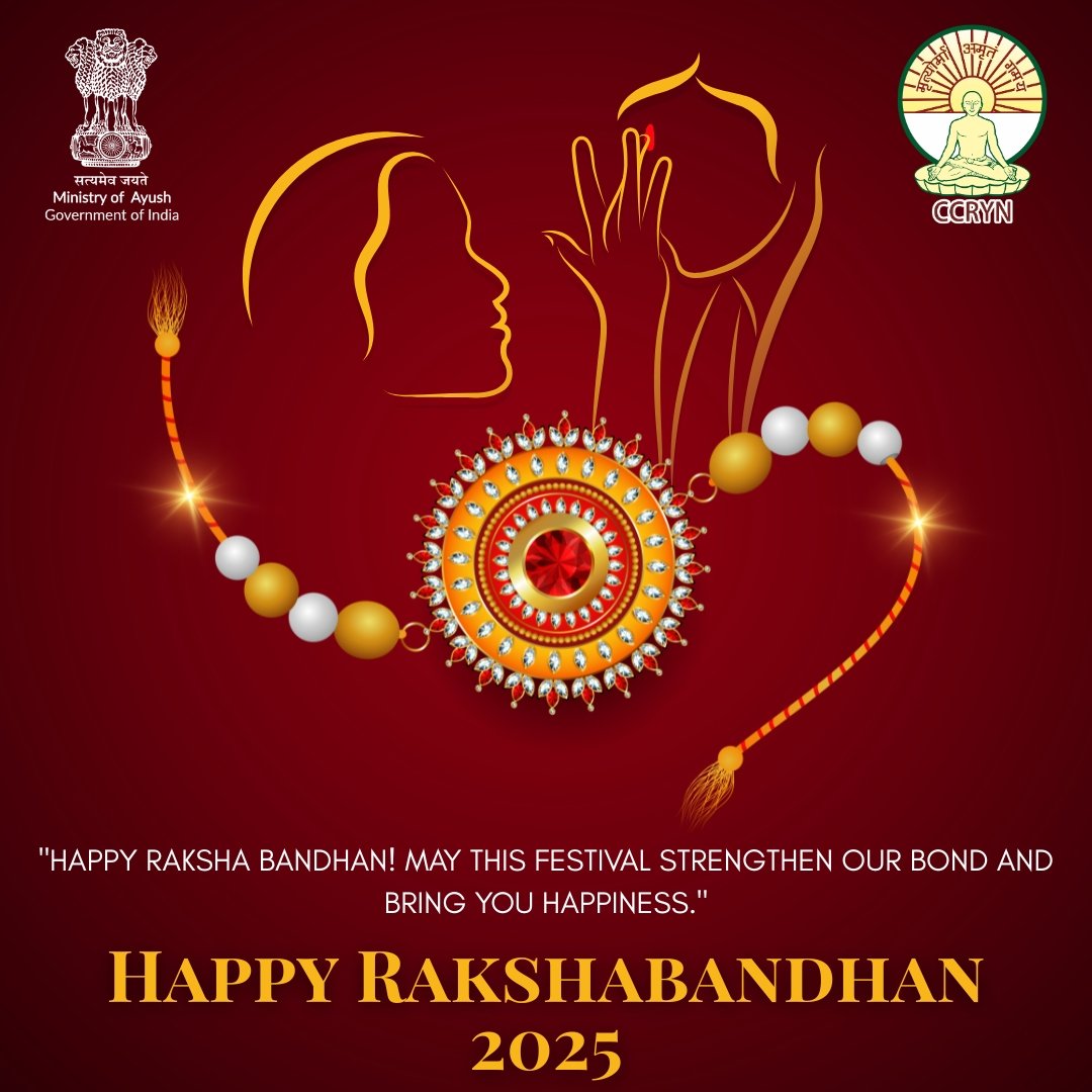 CCRYN (@directorccryn) on Twitter photo May this Raksha Bandhan wrap your life in love, joy, and prosperity.
#Happyrakshabandhan2025
#HappyRakshaBandhan
<a href="/narendramodi/">Narendra Modi</a> <a href="/moayush/">Ministry of Ayush</a> <a href="/mdniy/">Morarji Desai National Institute of Yoga (MDNIY)</a> <a href="/vaidyakotecha/">Rajesh Kotecha</a> <a href="/PMOIndia/">PMO India</a> <a href="/AmitShah/">Amit Shah</a> <a href="/PIB_India/">PIB India</a> <a href="/mpprataprao/">Prataprao Jadhav</a> <a href="/ICMRDELHI/">ICMR</a> <a href="/MoHFW_INDIA/">Ministry of Health</a> <a href="/vaidyakotecha/">Rajesh Kotecha</a> May this Raksha Bandhan wrap your life in love, joy, and prosperity.
#Happyrakshabandhan2025
#HappyRakshaBandhan
<a href="/narendramodi/">Narendra Modi</a> <a href="/moayush/">Ministry of Ayush</a> <a href="/mdniy/">Morarji Desai National Institute of Yoga (MDNIY)</a> <a href="/vaidyakotecha/">Rajesh Kotecha</a> <a href="/PMOIndia/">PMO India</a> <a href="/AmitShah/">Amit Shah</a> <a href="/PIB_India/">PIB India</a> <a href="/mpprataprao/">Prataprao Jadhav</a> <a href="/ICMRDELHI/">ICMR</a> <a href="/MoHFW_INDIA/">Ministry of Health</a> <a href="/vaidyakotecha/">Rajesh Kotecha</a>