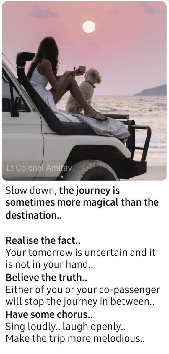 Lt Colonel Amitav Ghosh (@amitavghosh10) on Twitter photo Slow down..
Enjoy the journey..
Life is too small.. stop competition..
<a href="/soulsurfer300/">Darshil</a> <a href="/bugsmehra/">bugsy🇮🇳</a> <a href="/chanda_mahua/">Mahua Chanda🇮🇳 🙏🕉🚩🕉🙏</a> <a href="/NamitaSaxena19/">🇮🇳 Namita Saxena 🇮🇳</a> <a href="/bidishapsgs/">Bidisha Banerjee🇮🇳</a> <a href="/manishakushwa75/">꧁☆☬🦚श्री🦚☬☆꧂ (Vadini)</a> <a href="/kshatriyarch/">Poonam Archana Singh (मोदी जी का परिवार)🙏🇮🇳</a> <a href="/GayatriRamanat1/">Gayatri Ramanathan 🇮🇳</a> <a href="/bronz_O_Genius/">Dil Toh Bachcha Hai Ji🇮🇳🚩</a> <a href="/ShilpaBJP/">Shilpa Narang - शिल्पा नांरग</a> <a href="/Sumita327/">Sumita Shrivastava</a> <a href="/kuldip09kuldip/">Kuldip Kaur (मोदी का परिवार)</a> <a href="/Rash28101/">Rash</a> <a href="/pronami007/">Pronami</a> <a href="/ShilpiJohri1/">Shilpi Johri✨</a> Slow down..
Enjoy the journey..
Life is too small.. stop competition..
<a href="/soulsurfer300/">Darshil</a> <a href="/bugsmehra/">bugsy🇮🇳</a> <a href="/chanda_mahua/">Mahua Chanda🇮🇳 🙏🕉🚩🕉🙏</a> <a href="/NamitaSaxena19/">🇮🇳 Namita Saxena 🇮🇳</a> <a href="/bidishapsgs/">Bidisha Banerjee🇮🇳</a> <a href="/manishakushwa75/">꧁☆☬🦚श्री🦚☬☆꧂ (Vadini)</a> <a href="/kshatriyarch/">Poonam Archana Singh (मोदी जी का परिवार)🙏🇮🇳</a> <a href="/GayatriRamanat1/">Gayatri Ramanathan 🇮🇳</a> <a href="/bronz_O_Genius/">Dil Toh Bachcha Hai Ji🇮🇳🚩</a> <a href="/ShilpaBJP/">Shilpa Narang - शिल्पा नांरग</a> <a href="/Sumita327/">Sumita Shrivastava</a> <a href="/kuldip09kuldip/">Kuldip Kaur (मोदी का परिवार)</a> <a href="/Rash28101/">Rash</a> <a href="/pronami007/">Pronami</a> <a href="/ShilpiJohri1/">Shilpi Johri✨</a>