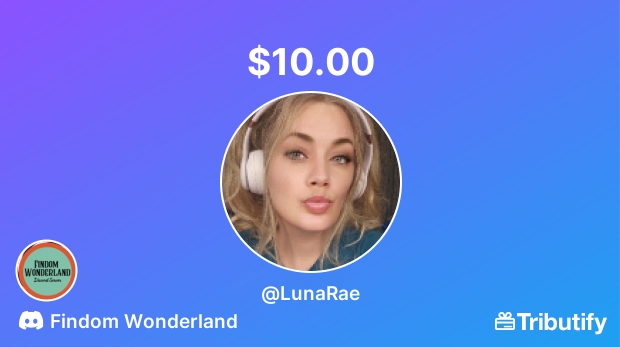 Findom Wonderland Discord (@wonderlandfind) on Twitter photo Yay! Somebody sent a custom gift for $10.00 on <a href="/mytributify/">Tributify Wishlist</a> via "Findom Wonderland 🌀" discord server 😎🎊💙💸
Support me, buy me gifts, & more on Tributify!
tributify.com/LunaRae Yay! Somebody sent a custom gift for $10.00 on <a href="/mytributify/">Tributify Wishlist</a> via "Findom Wonderland 🌀" discord server 😎🎊💙💸
Support me, buy me gifts, & more on Tributify!
tributify.com/LunaRae