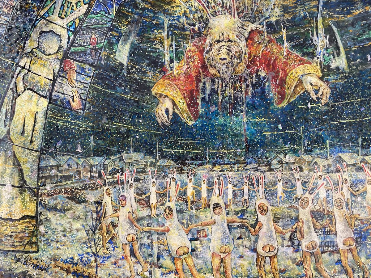 添田賢刀 個展　　
月出てたんだ　今日はモヤッとしてる 

ご好評いただいております添田賢刀個展も残すところ8/5（火）、9（日）の二日となりました。

本日もご来廊をお待ちしています。

画像作品
「この罪が赦されるように　多くの人のために流される血」　部分
2020  455×530㎜
パネル　アクリル
