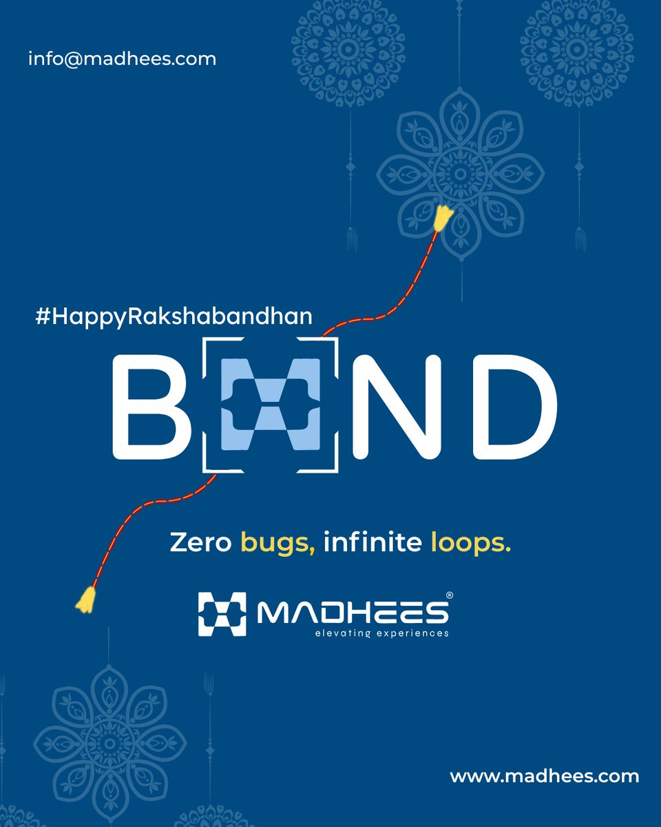Madhees's tweet image. 💻🛡 This Rakshabandhan, let’s celebrate bonds that debug every problem and keep running forever.
Zero bugs. Infinite love. 💙

#HappyRakshabandhan #BondBeyondCode #Madhees