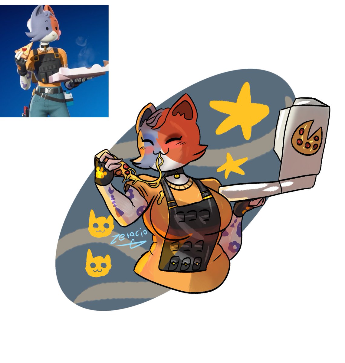 Zetac1o's tweet photo. CateMeowdy pizza🍕 ✨️
#CateMeowdy #FortniteArt #digitaldrawing #art https://t.co/hpRm5yZMel