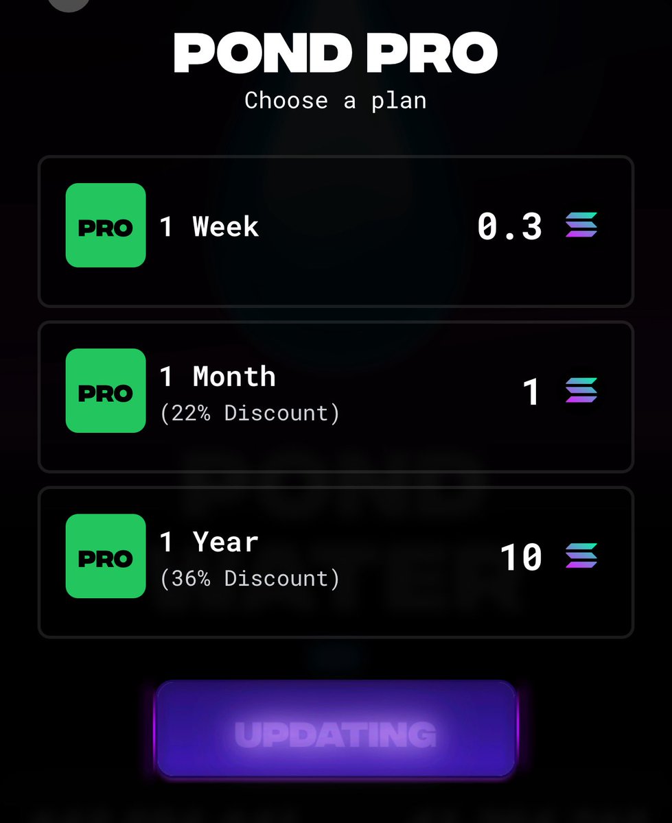 hWonder has posted in the test group that he doesn’t want people to click any real SOL until he can confirm it’s good on all servers. 

So this will most likely show Updating until the servers are migrated. Be patient. 

$wPOND $PNDC $PORK pondSOL