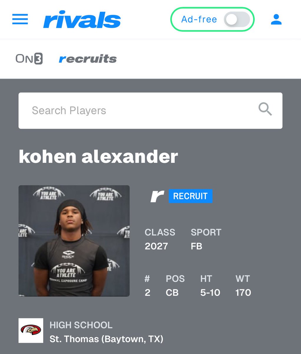 kohen alexander 27’ (@kohenalexander2) on Twitter photo check out my on3 profile!
<a href="/STHFootball/">St. Thomas Football</a> <a href="/CoachDavis82/">Raymond Davis</a> <a href="/KevinMoses38/">Kevin Moses LLC</a> <a href="/Coast2Coasttc/">Stephon Johnson Coach J</a> <a href="/justinallen_13/">Justin Allen</a> <a href="/On3sports/">On3</a> <a href="/Rivals/">Rivals</a> <a href="/TXPSMedia/">Texas Private School Media</a> <a href="/TXPrivateFBGuy/">Texas Private School Football</a> <a href="/JButler_210/">Josh Butler</a> <a href="/malikboynton2/">Malik Boynton</a> <a href="/PrepRedzoneTX/">Prep Redzone Texas</a> on3.com/rivals/kohen-a… check out my on3 profile!
<a href="/STHFootball/">St. Thomas Football</a> <a href="/CoachDavis82/">Raymond Davis</a> <a href="/KevinMoses38/">Kevin Moses LLC</a> <a href="/Coast2Coasttc/">Stephon Johnson Coach J</a> <a href="/justinallen_13/">Justin Allen</a> <a href="/On3sports/">On3</a> <a href="/Rivals/">Rivals</a> <a href="/TXPSMedia/">Texas Private School Media</a> <a href="/TXPrivateFBGuy/">Texas Private School Football</a> <a href="/JButler_210/">Josh Butler</a> <a href="/malikboynton2/">Malik Boynton</a> <a href="/PrepRedzoneTX/">Prep Redzone Texas</a> on3.com/rivals/kohen-a…