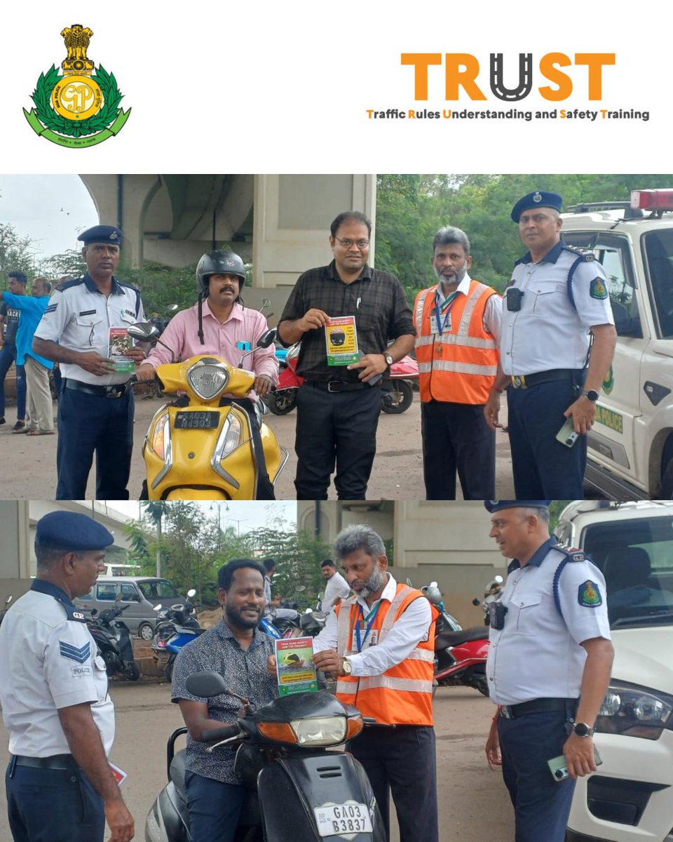 Goa_Police's tweet image. Driving Home the Message of Safety
PI Traffic Panaji, in collaboration with Traffic Warden Sitakant Kamat, sensitised motorists at KTC Bus Stand, Panaji, on the life-saving importance of wearing helmets.

#GoaTrafficPolice #RoadSafety #HelmetAwareness #SafetyFirst #Panaji