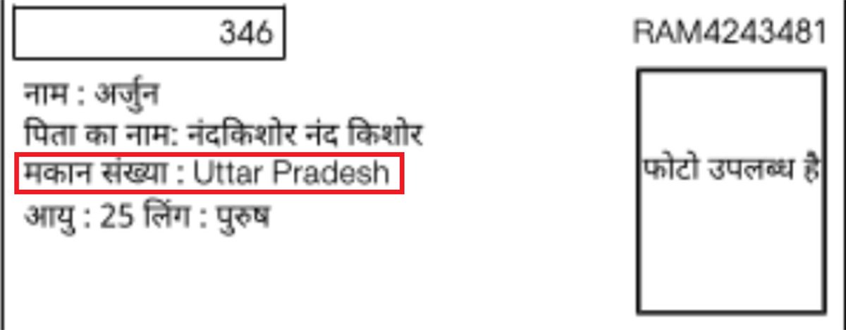 In Meerut, just before the 2024 Lok Sabha elections 61,365 voters were deleted and 1 lakh new voters were added. BJP won this seat by just 10,585 votes.

After analyzing the electoral roll, 27% voters were found to be fake with addresses like- Uttar Pradesh, Jhuggi and Naya.